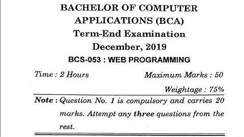 IGNOU BCA (BCS-053) December 2019 question paper ||  Web Programming ||.
