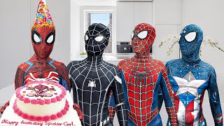 Pro 4 Spider-Man Team Help Everyone On Spider Girl Birthday Action In Real Life By Flife Vs