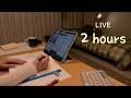 Study with me Live 🌙 May 2|2H|25/5 Pomodoro|🔥Fireplace sound