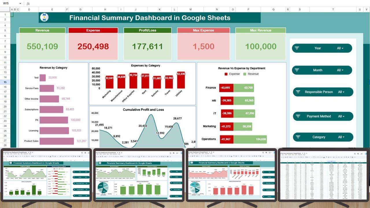 Financial Summary Dashboard in Google Sheets - YouTube