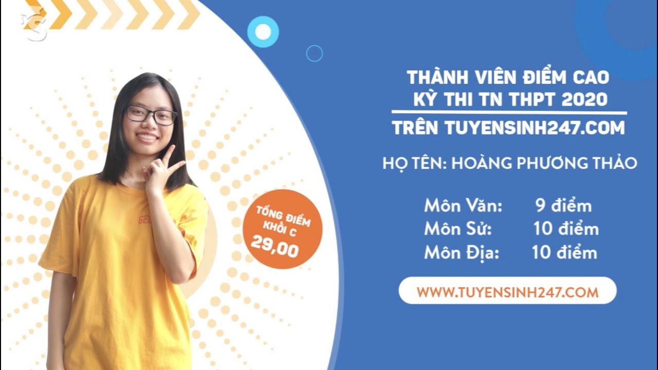 HOÀNG PHƯƠNG THẢO - 29 ĐIỂM KHỐI C NĂM 2020 - youtube