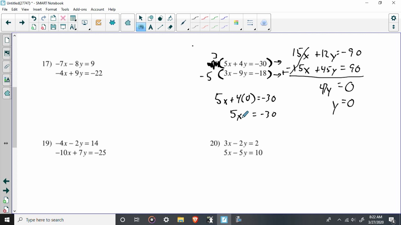 Systems of Equations Multiplying Both Equations - YouTube