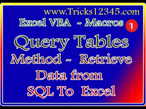 VBA Macros - SQL To Excel Database Connection Template Design Through ADODB Connection