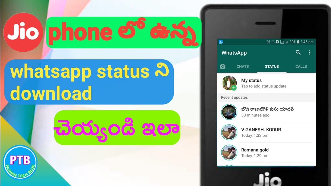 How to download whatsapp status on jio phone|in telugu|by ...