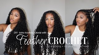 52| DIY BOHO KNOTLESS USING *FEATHER CROCHET*/EXTENDED MIRACLE KNOTS| BEGINNER FRIENDLY FT.@Ywigs