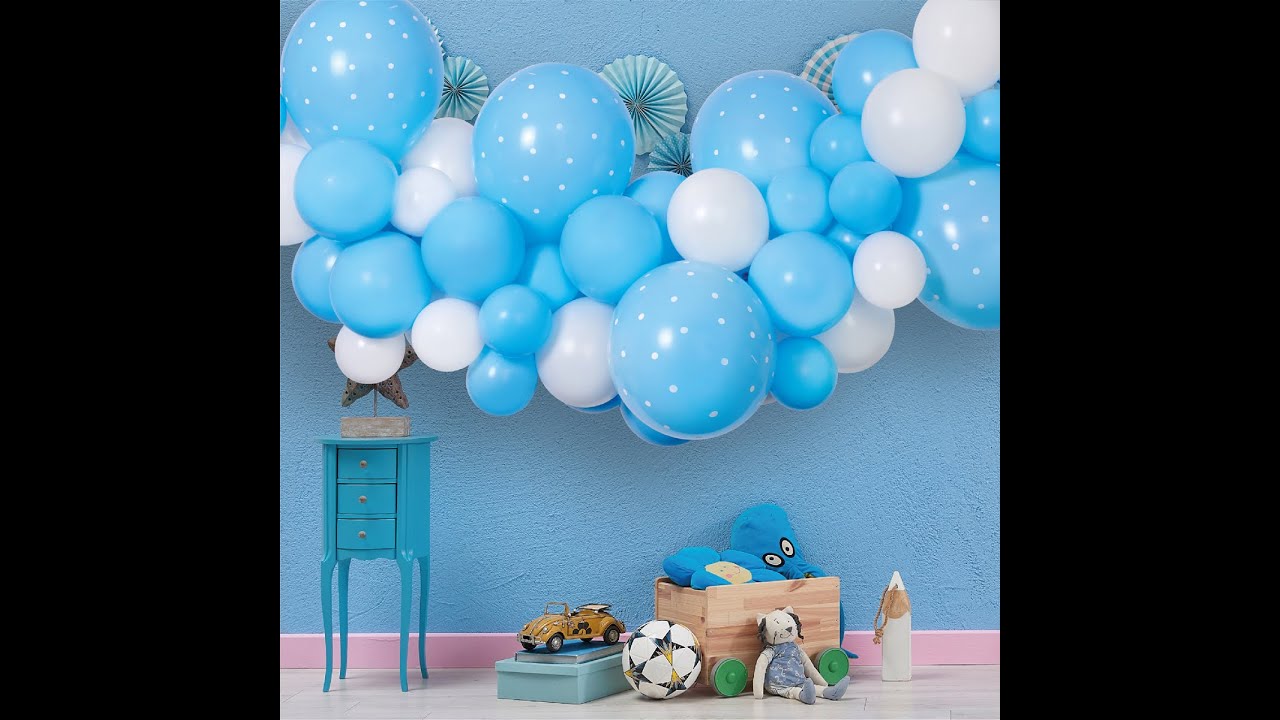 DIY Baby Boy Balloon Garland Tutorial Blue Party Decoration Ideas 🎈👶 YouTube