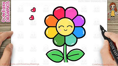How to Draw a Cute Rainbow Flower Simple & Easy for Kids