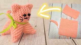 👍Супер😻Котик Спицами Из Квадрата И Прямоугольника 😺Knitted Cat😻Gestrickte Katze