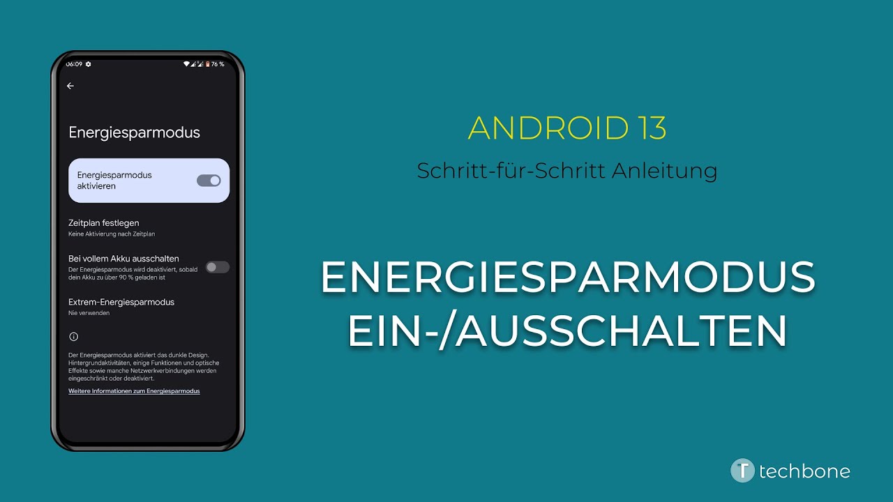 Energiesparmodus einschalten oder ausschalten [Android 13] YouTube