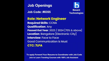 CCNA Job Openings|Join & Get Placements|Besant Technologies #shorts #job #placement