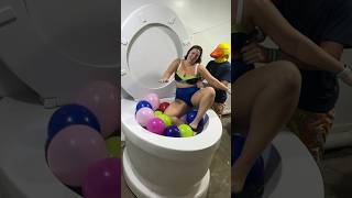 Stranger Rubber Ducky Pushed Me In The Worlds Largest Toilet Balloon Pool #Shorts