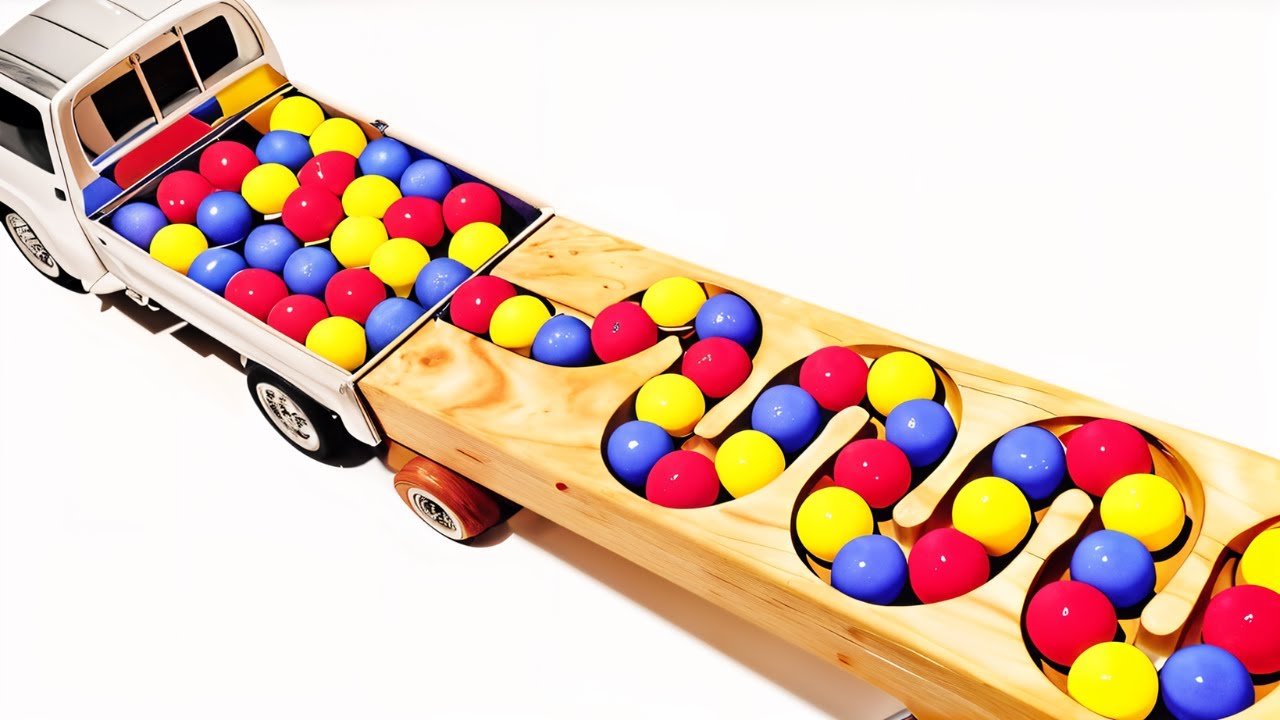 Marble Run Race ☆ HABAの木製スロープ ＆ はたらくくるま・ゴミ収集車とカーズマックトレーラー♪ #03