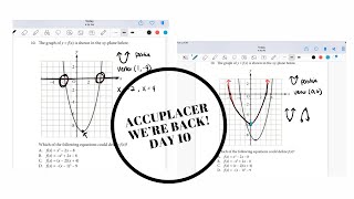 ACCUPLACER Math Test Prep (DAY 10) - Equations that define f(x), parabola, x-y plane