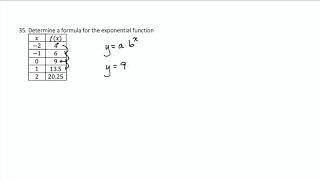 Example Finding an Exponential Function from a Table of Values