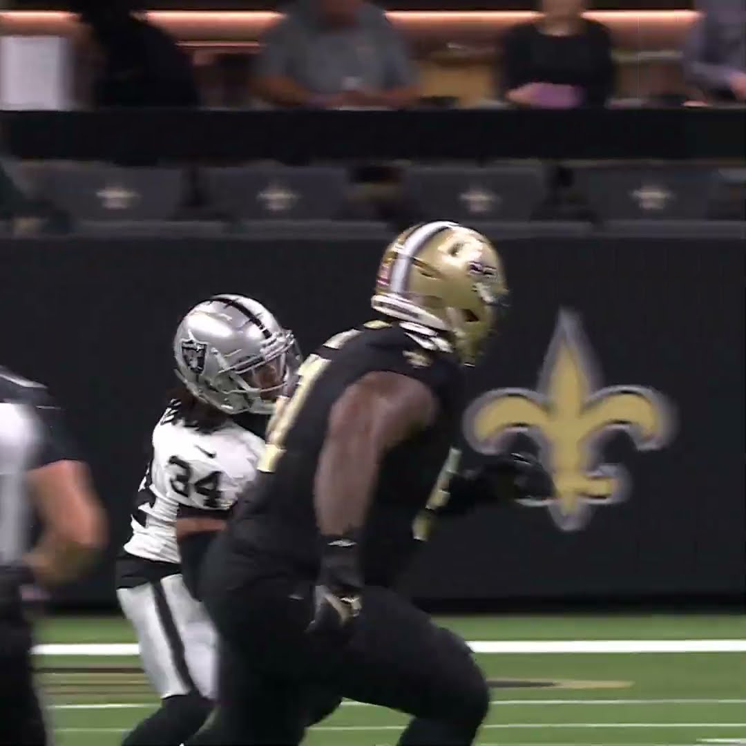 Thomas Harper intercepts the Spencer Rattler pass vs. New Orleans Saints