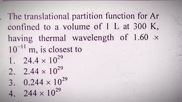 DEC 2018 | STATISTICAL THERMODYNAMICS | CSIR NET CHEMICAL SCIENCE