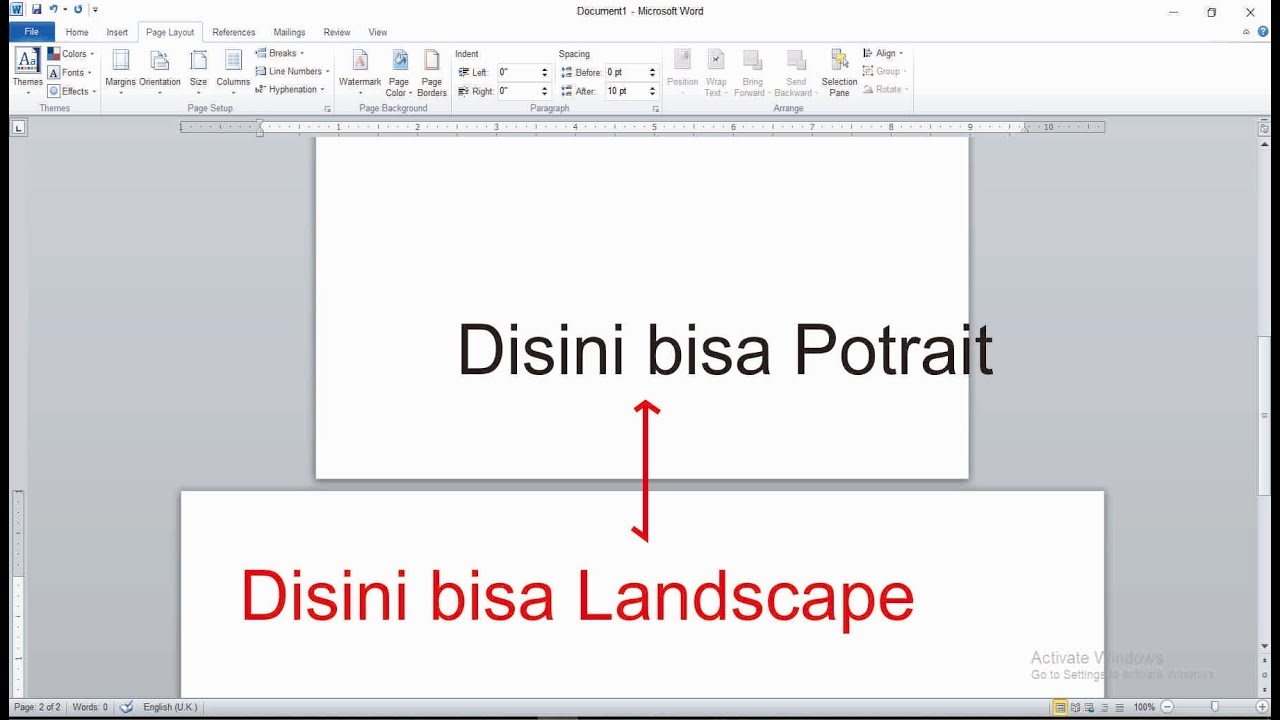 Cara Mengatur Portrait  dan  Landscape  dalam Satu dokumen 