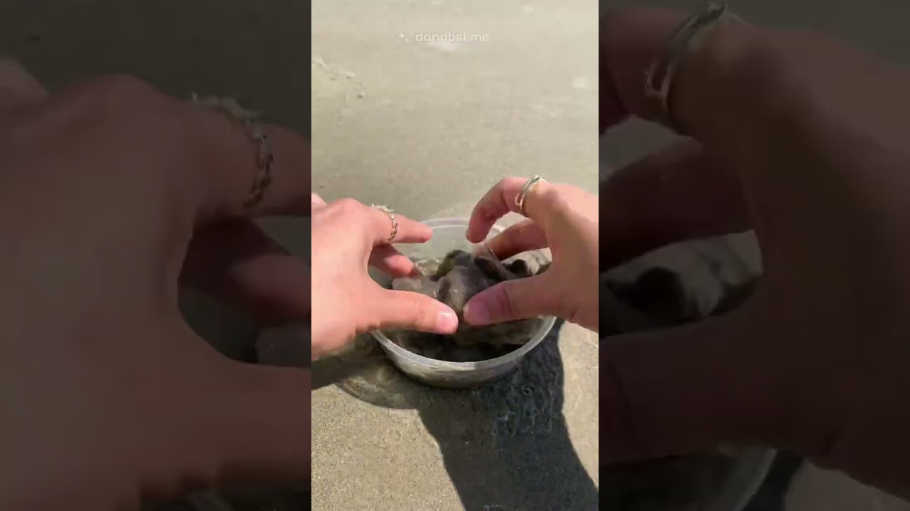 ⁣Making Slime With Sea Water And Sea Sand.  Will it be successful??? #asmr #shorts #slime