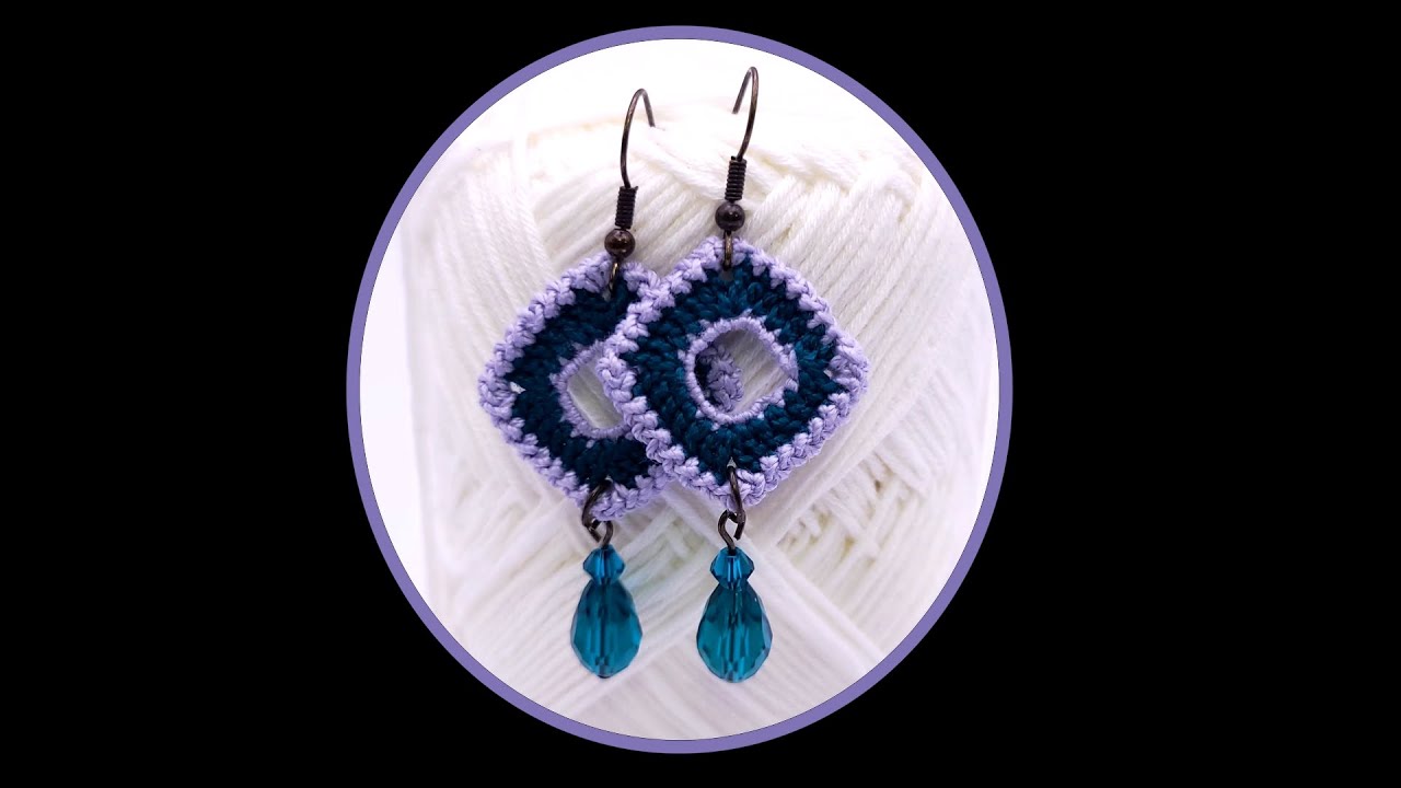 Square Elegance: Crochet Chic Earrings with Ease!@HelensCrafts