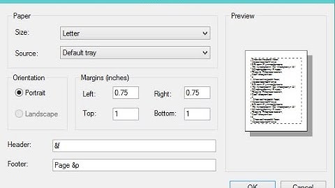 Page Setup option of file menu in Notepad