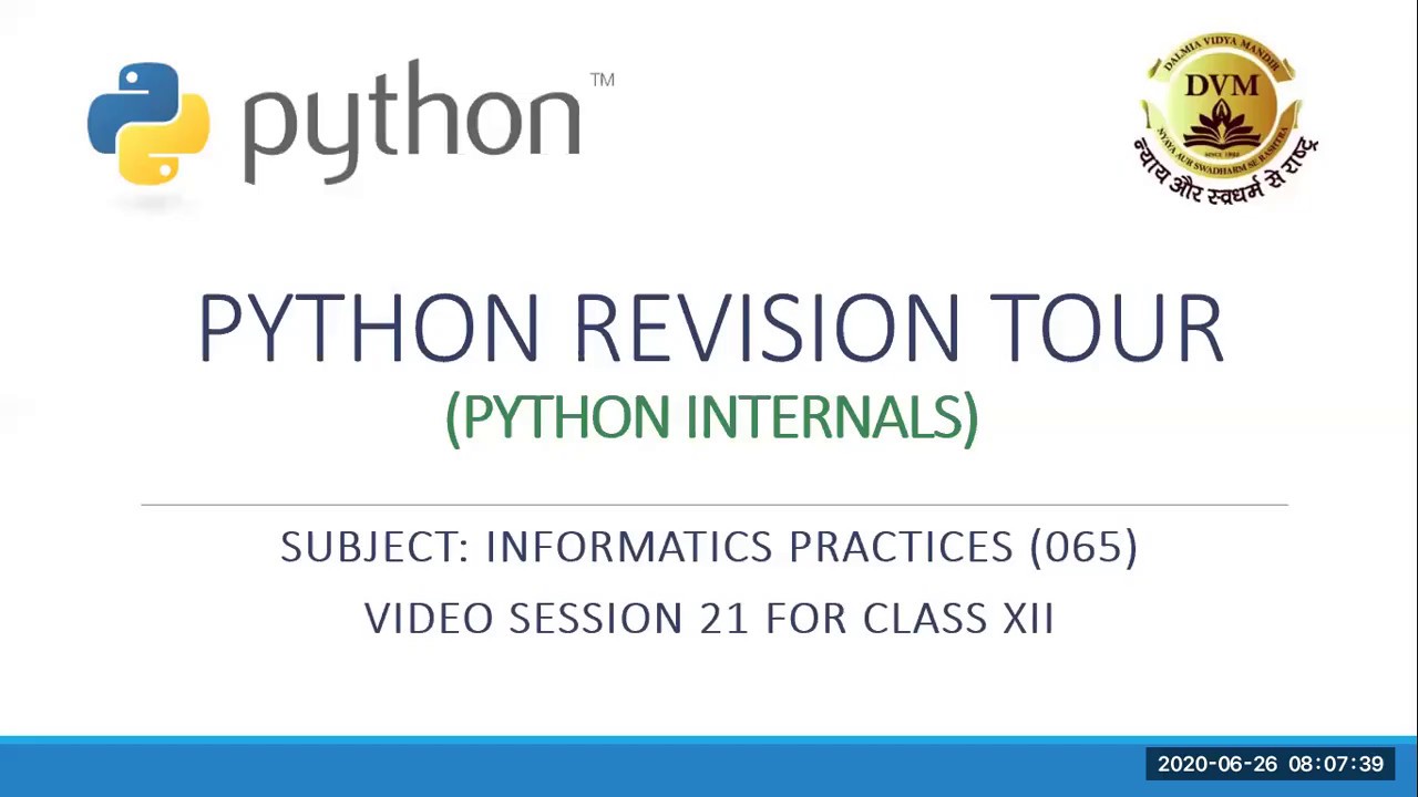 Class-XII | Sub-IP 065 | Python Revision Tour DVM 2020 - YouTube