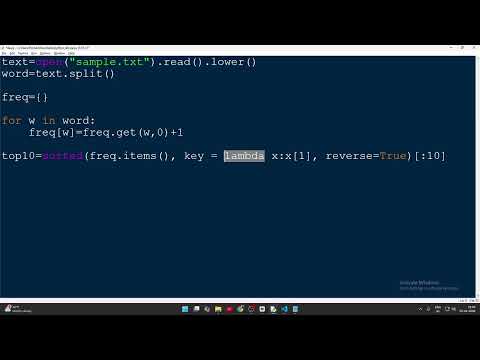Python Program to Find Top 10 Frequent Words in a File | VTU Q4 | 1BPLC105B