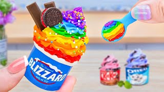 Dairy Queen Upside-Down Blizzard 🌈 Miniature Rainbow KITKAT OREO Ice Cream Recipes 🍧 Petite Baker 🍨
