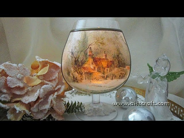 Christmas Home Decor DIY  Decoupage Candle & Tea light holder