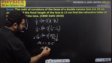 The radii of curvature of the faces of a double convex lens are 10 cm and 15 cm. if the focal