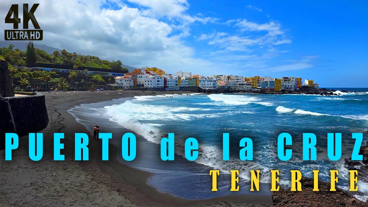 Puerto de la Cruz Coastal Walk | Black Sand Beachfront in 4K | Part 2