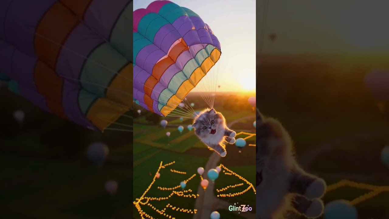 Kitty's Parachute Drop 🐱🪂🎉