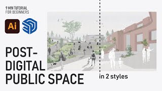 Create This Post-Digital Public Space Under 10 Minutes | SketchUp to Illustrator Workflow Tutorial