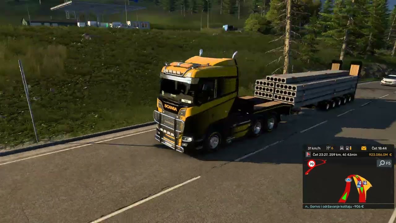 Euro Truck Simulator 2 - Scania 730s V8 whit 51tons vs hill (manual transmission 12-speed)