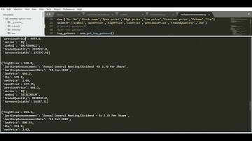 Nifty50 Top 10 Gainers & Losers data using nsetools Python lib