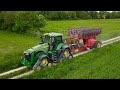 Un semoir de 20 rangs au semis de tournesols  john deere 8rx370  vaderstad tempo l 