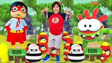 Tag with Ryan vs Om Nom Run Mystery Surprise Egg - All Characters Unlocked All Vehicles All Costumes