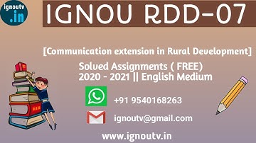 IGNOU RDD-07 Solved Assignment July 2020 [FREE] || IGNOU PGDRD || RDD-07 || IGNOU TV || IGNOU ||