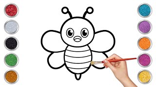 How to Draw Bee and Color for Kids - Coloring and Drawing for kids