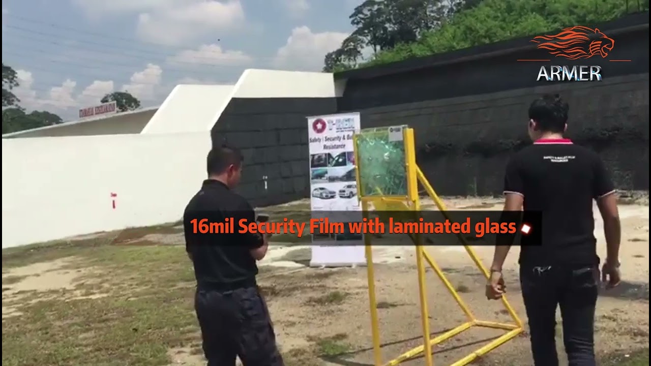 Bullet Resistant Test by Police (PDRM) - 16mil Security Film with laminated glass