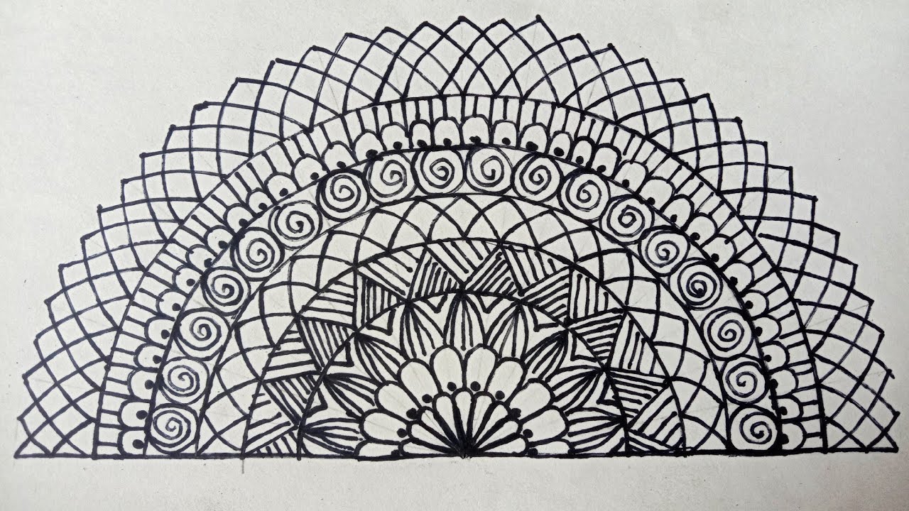 half mandala #inspired  Mandala design pattern, Easy mandala