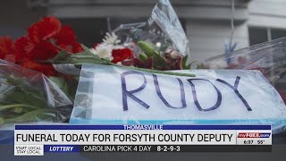 Funeral being held for fallen Forsyth County deputy; North Carolina flags flown at half-staff