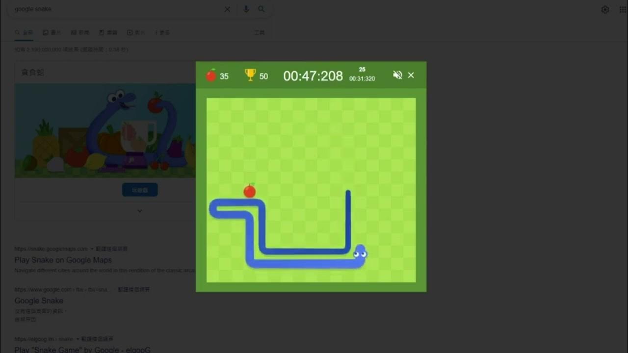 google snake game twin mode (slow) 50 apples 01:03:201 