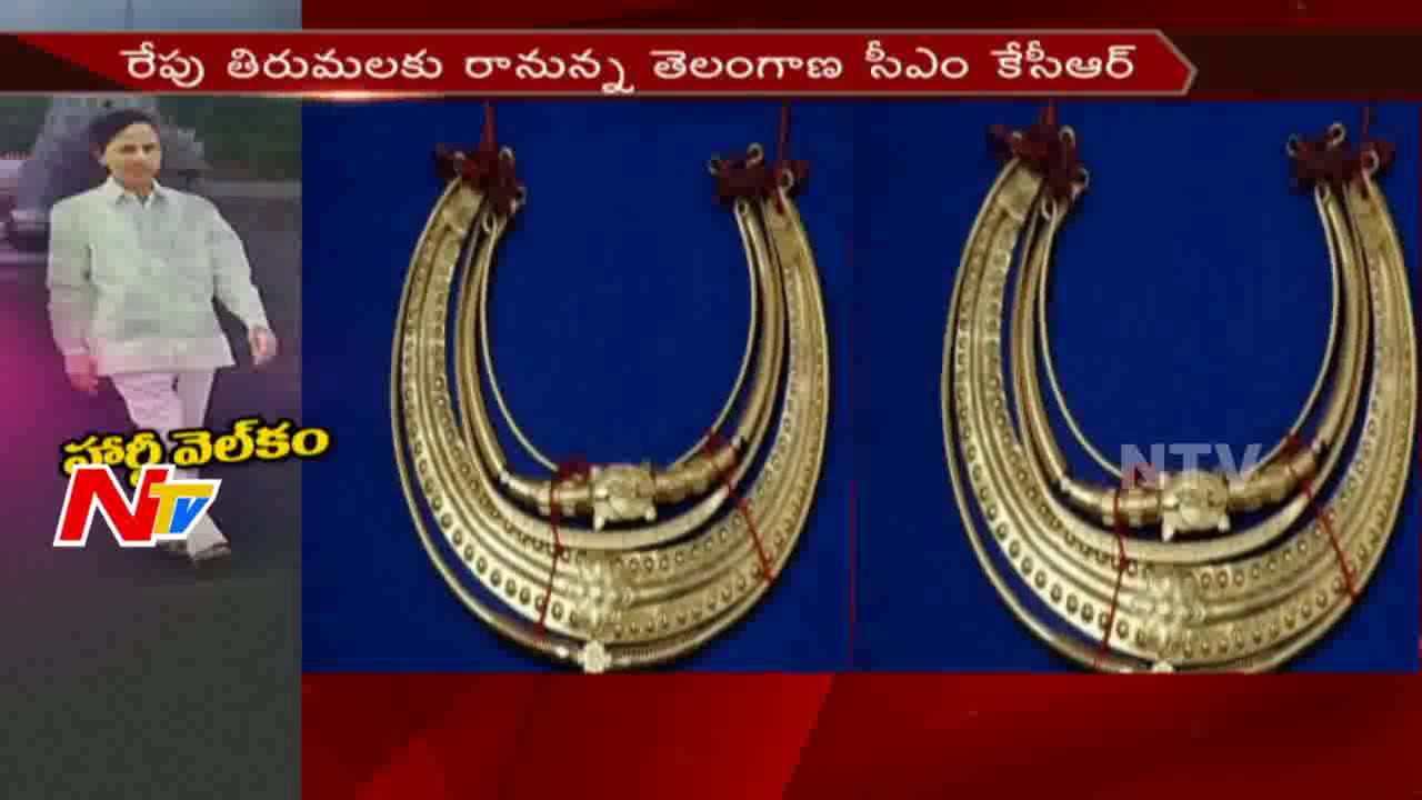 Grand Welcome to KCR Tirupati Tour || Donates Gold to Venkateswara Swamy || NTV