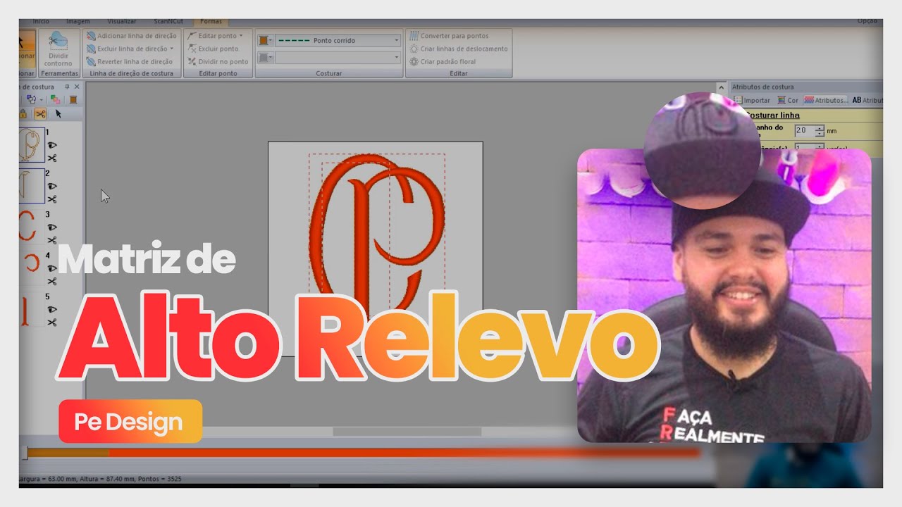 😍🥰Como Criar Matriz de Alto Relevo no Pe Design || Free Hand Bordados