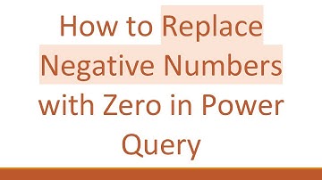 How to Replace Negative Numbers with Zero in Power Query