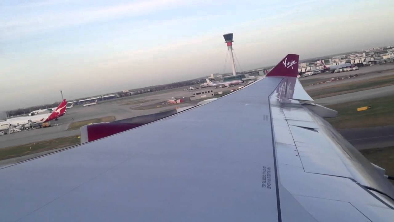 Takeoff from London Heathrow - Virgin Atlantic A340-300