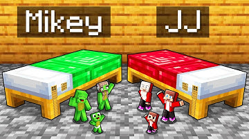 Mikey Family Emerald vs JJ Family Ruby HOUSE INSIDE BED in Minecraft (Maizen)