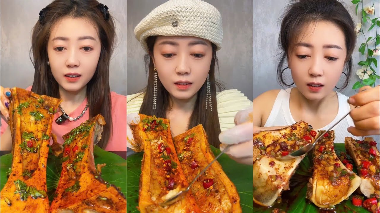asmr mukbang spicy bone marrow - 牛骨髓 - 牛肉の骨髄 - 쇠고기 골수 - TỦY XƯƠNG BÒ - eatting show #428