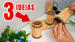 💡 3 IDÉIAS INCRÍVEIS de Artesanato com Palito de Picolé