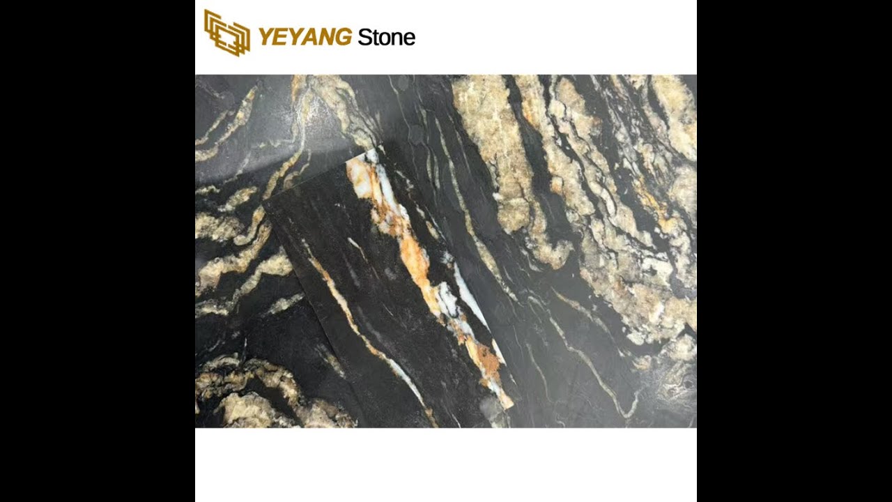 Black Quartz with Golden Veins | China Quartz Supplier
